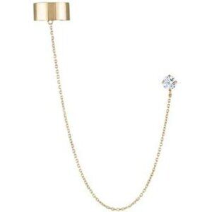 14 KT YG Solid Ear cuff with chain and Dainty CZ stud